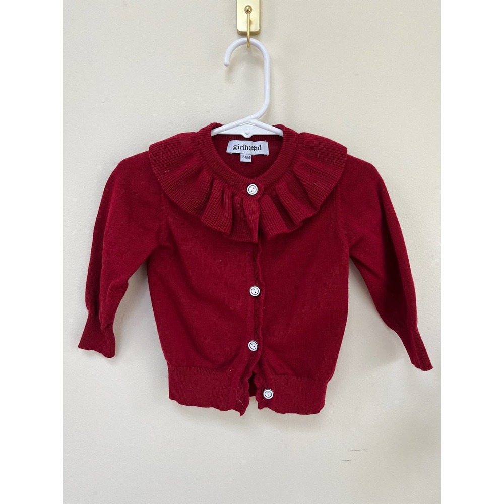 Girlhood ruffle cardigan, size 12-18 months